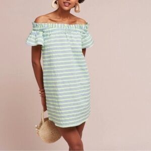 Anthropologie Corey Lynn Calter Neon Green and Blue Stripe Dress Size XSP